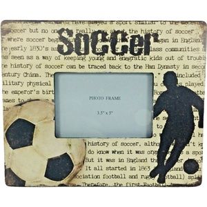 Rustic Plaque History of Soccer Photo Frame Size 3.5" New